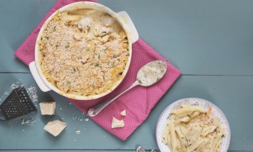 Tarragon chicken pasta bake